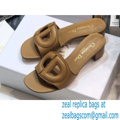 Dior Heel 4.5cm D-Club Mules in Calfskin Camel 2021