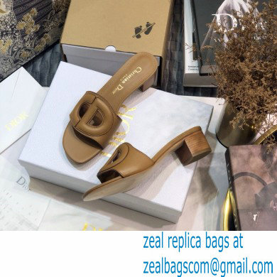 Dior Heel 4.5cm D-Club Mules in Calfskin Camel 2021