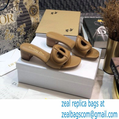 Dior Heel 4.5cm D-Club Mules in Calfskin Camel 2021 - Click Image to Close