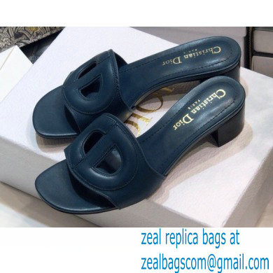 Dior Heel 4.5cm D-Club Mules in Calfskin Dark Blue 2021