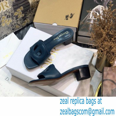 Dior Heel 4.5cm D-Club Mules in Calfskin Dark Blue 2021