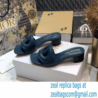 Dior Heel 4.5cm D-Club Mules in Calfskin Dark Blue 2021 - Click Image to Close