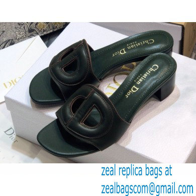 Dior Heel 4.5cm D-Club Mules in Calfskin Dark Green 2021