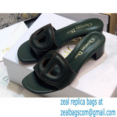 Dior Heel 4.5cm D-Club Mules in Calfskin Dark Green 2021 - Click Image to Close