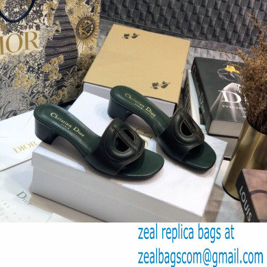 Dior Heel 4.5cm D-Club Mules in Calfskin Dark Green 2021 - Click Image to Close