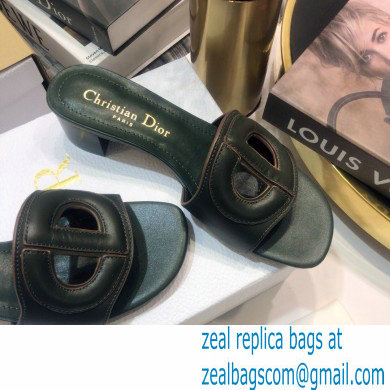 Dior Heel 4.5cm D-Club Mules in Calfskin Dark Green 2021 - Click Image to Close