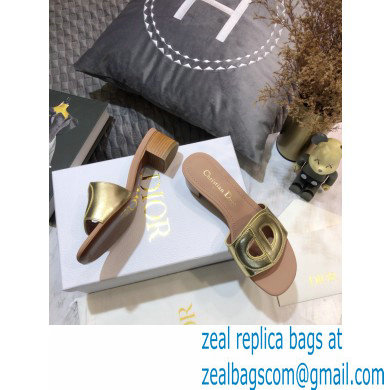 Dior Heel 4.5cm D-Club Mules in Calfskin Metallic Gold 2021