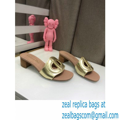 Dior Heel 4.5cm D-Club Mules in Calfskin Metallic Gold 2021