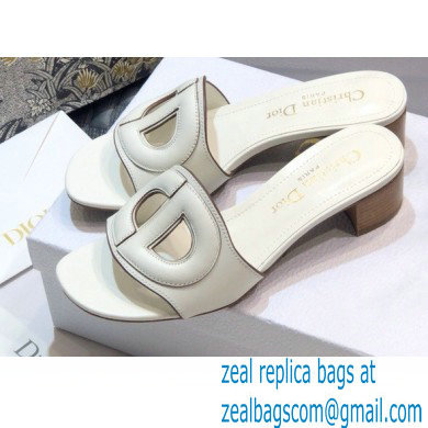 Dior Heel 4.5cm D-Club Mules in Calfskin White 2021