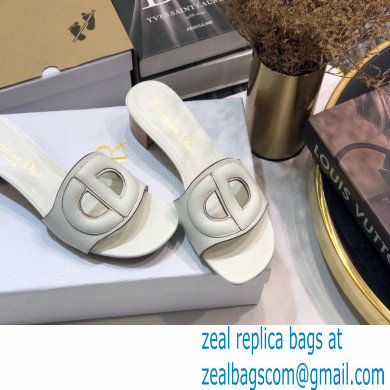 Dior Heel 4.5cm D-Club Mules in Calfskin White 2021 - Click Image to Close