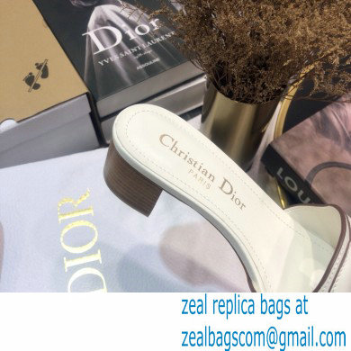 Dior Heel 4.5cm D-Club Mules in Calfskin White 2021 - Click Image to Close