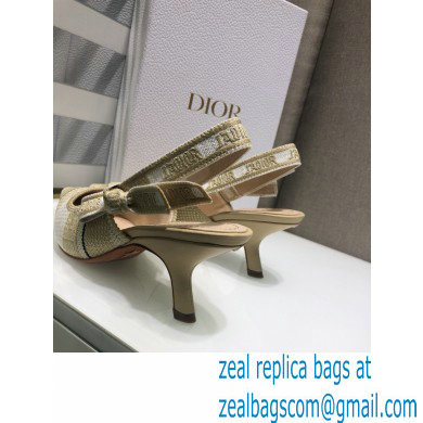 Dior Heel 6.5cm J'Adior Slingback Pumps Beige Embroidered Cotton with Stripes Motif 2021 - Click Image to Close