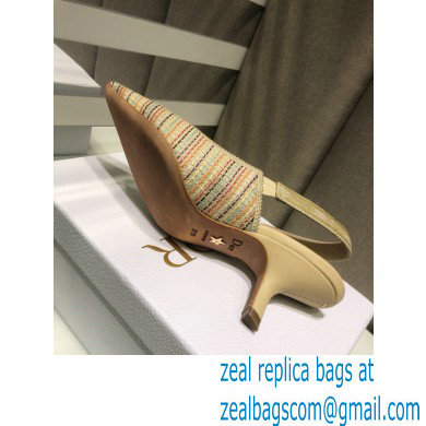 Dior Heel 6.5cm J'Adior Slingback Pumps Gold Metallic Thread Embroidered Cotton 2021 - Click Image to Close