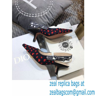 Dior Heel 6.5cm J'Adior Slingback Pumps Hearts I Love Paris Embroidered Cotton 2021