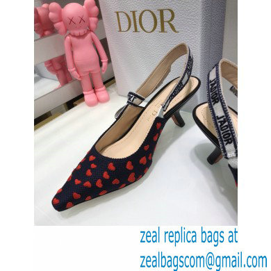 Dior Heel 6.5cm J'Adior Slingback Pumps Hearts I Love Paris Embroidered Cotton 2021