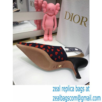 Dior Heel 6.5cm J'Adior Slingback Pumps Hearts I Love Paris Embroidered Cotton 2021