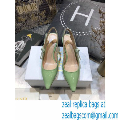 Dior Heel 6.5cm J'Adior Slingback Pumps Patent Calfskin Light Green 2021 - Click Image to Close