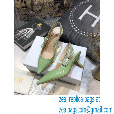 Dior Heel 6.5cm J'Adior Slingback Pumps Patent Calfskin Light Green 2021 - Click Image to Close
