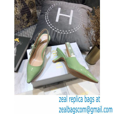 Dior Heel 6.5cm J'Adior Slingback Pumps Patent Calfskin Light Green 2021 - Click Image to Close