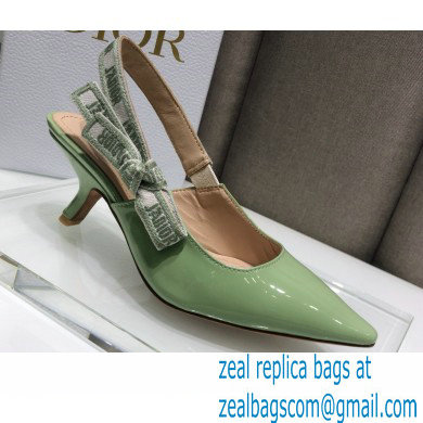 Dior Heel 6.5cm J'Adior Slingback Pumps Patent Calfskin Light Green 2021 - Click Image to Close
