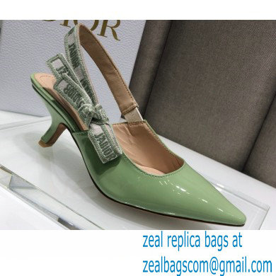 Dior Heel 6.5cm J'Adior Slingback Pumps Patent Calfskin Light Green 2021