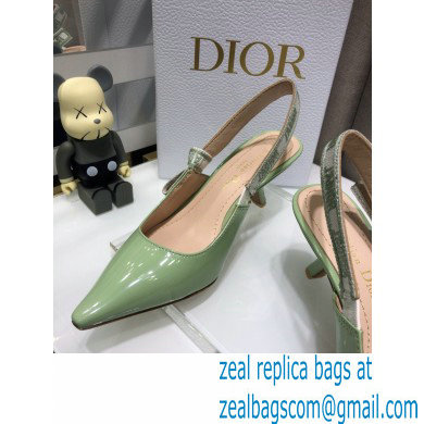 Dior Heel 6.5cm J'Adior Slingback Pumps Patent Calfskin Light Green 2021 - Click Image to Close