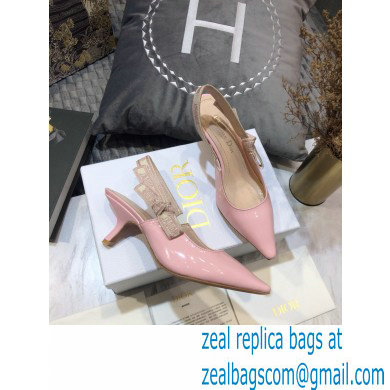 Dior Heel 6.5cm J'Adior Slingback Pumps Patent Calfskin Pink 2021