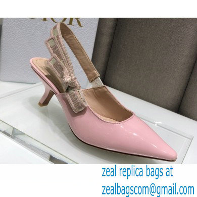 Dior Heel 6.5cm J'Adior Slingback Pumps Patent Calfskin Pink 2021 - Click Image to Close