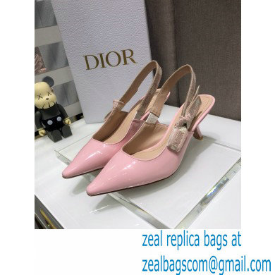 Dior Heel 6.5cm J'Adior Slingback Pumps Patent Calfskin Pink 2021 - Click Image to Close