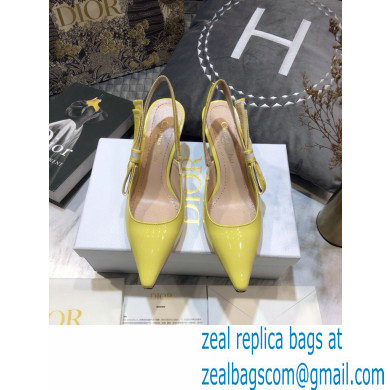 Dior Heel 6.5cm J'Adior Slingback Pumps Patent Calfskin Yellow 2021