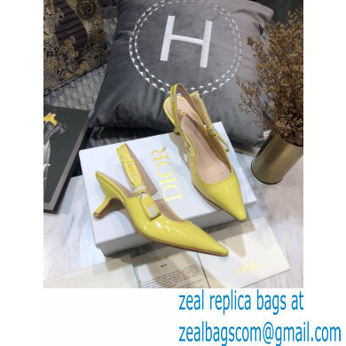 Dior Heel 6.5cm J'Adior Slingback Pumps Patent Calfskin Yellow 2021 - Click Image to Close