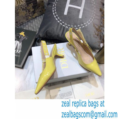 Dior Heel 6.5cm J'Adior Slingback Pumps Patent Calfskin Yellow 2021