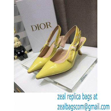 Dior Heel 6.5cm J'Adior Slingback Pumps Patent Calfskin Yellow 2021