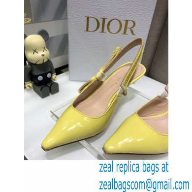 Dior Heel 6.5cm J'Adior Slingback Pumps Patent Calfskin Yellow 2021