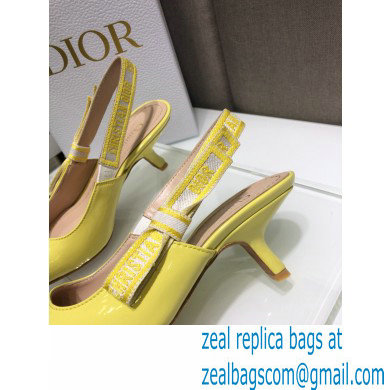 Dior Heel 6.5cm J'Adior Slingback Pumps Patent Calfskin Yellow 2021 - Click Image to Close