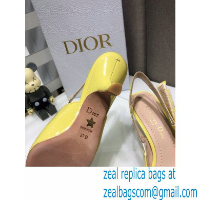 Dior Heel 6.5cm J'Adior Slingback Pumps Patent Calfskin Yellow 2021 - Click Image to Close