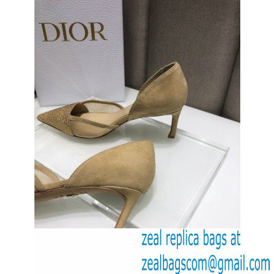 Dior Heel 7cm Crystal Suede Sandals Gold 2021