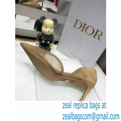 Dior Heel 7cm Crystal Suede Sandals Gold 2021 - Click Image to Close