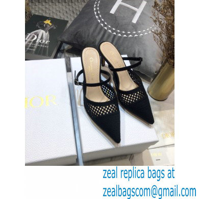 Dior Heel 7cm D-Choc Mules in Mesh Black 2021 - Click Image to Close