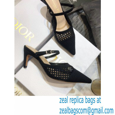 Dior Heel 7cm D-Choc Mules in Mesh Black 2021