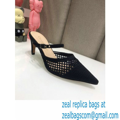 Dior Heel 7cm D-Choc Mules in Mesh Black 2021