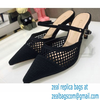 Dior Heel 7cm D-Choc Mules in Mesh Black 2021