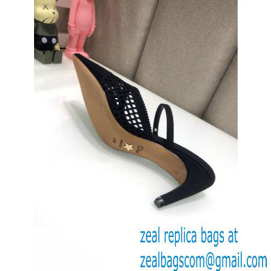 Dior Heel 7cm D-Choc Mules in Mesh Black 2021 - Click Image to Close