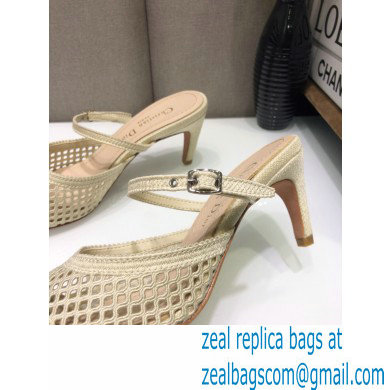 Dior Heel 7cm D-Choc Mules in Mesh Creamy 2021