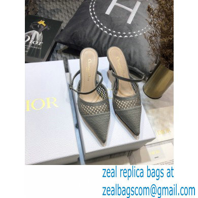 Dior Heel 7cm D-Choc Mules in Mesh Gray 2021