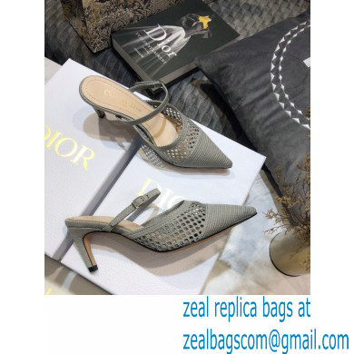 Dior Heel 7cm D-Choc Mules in Mesh Gray 2021