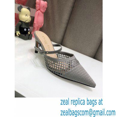 Dior Heel 7cm D-Choc Mules in Mesh Gray 2021