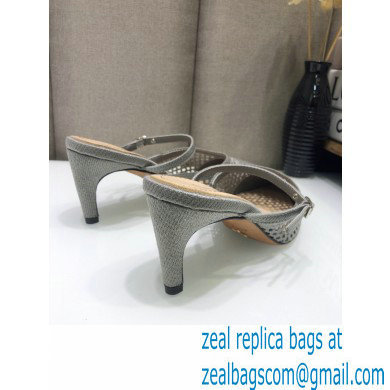 Dior Heel 7cm D-Choc Mules in Mesh Gray 2021 - Click Image to Close