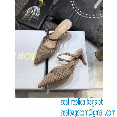 Dior Heel 7cm D-Choc Mules in Mesh Nude 2021