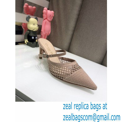 Dior Heel 7cm D-Choc Mules in Mesh Nude 2021